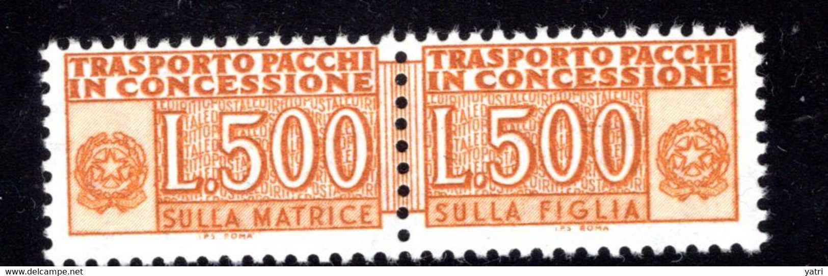 Italia - 1955/61 - Pacchi In Conc.ne 500 Lire, Fil. Stelle Sass. 19 ** - Consigned Parcels