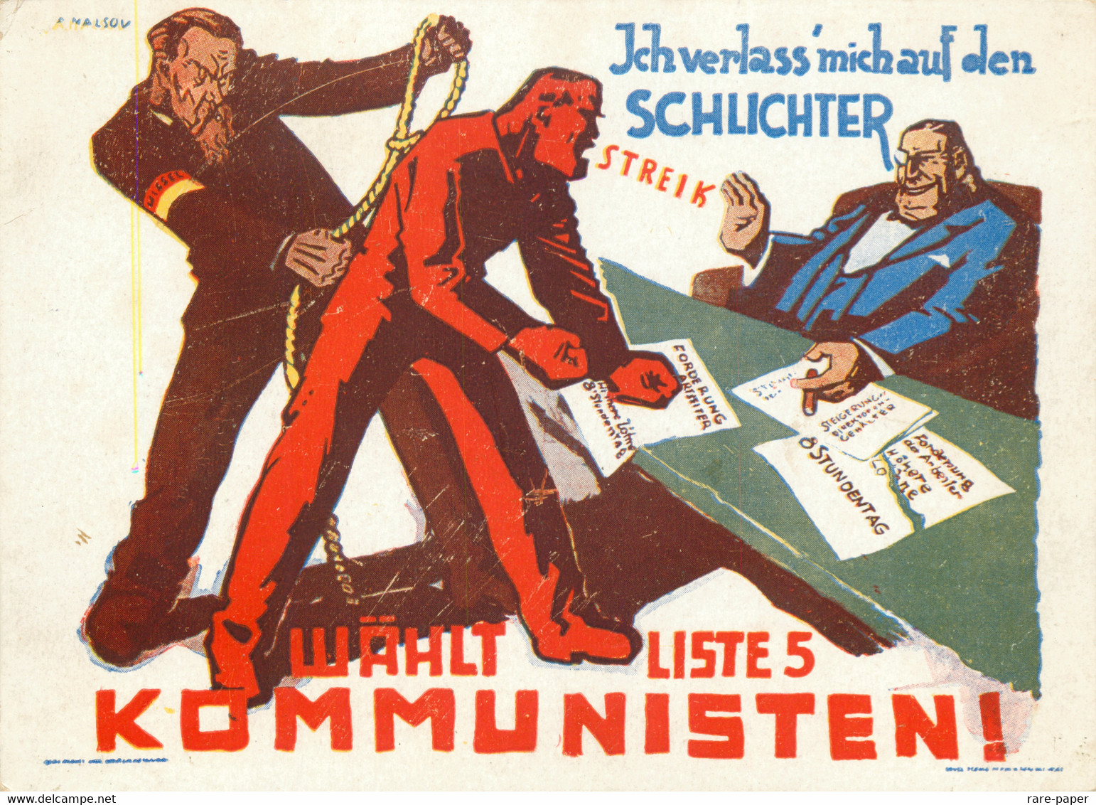 Soviet Propaganda Postcard 1930s "Poster Art Of The German Communist Party" Series No.10 - Partis Politiques & élections