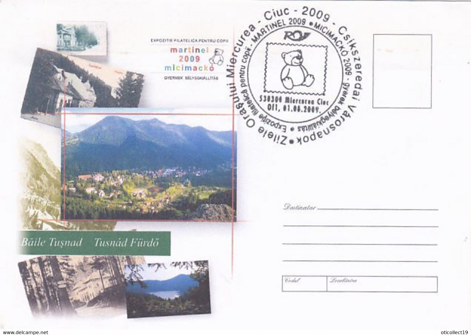 BAILE TUSNAD HEALTH RESORT, MARTINEL CHILDRENS PHILATELIC EXHIBITION, SPECIAL COVER, 2009, ROMANIA - Covers & Documents