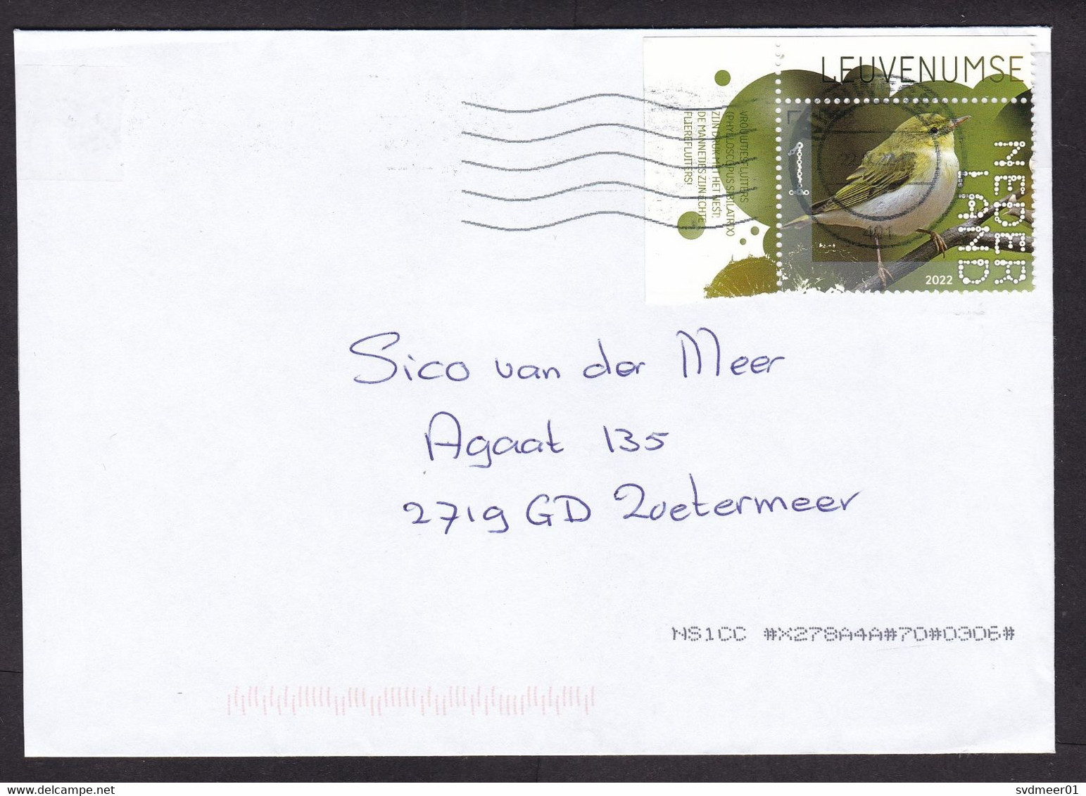 Netherlands: Cover, 2022, 1 Stamp + Tab, Wood Warbler Bird, Animal (traces Of Use) - Covers & Documents