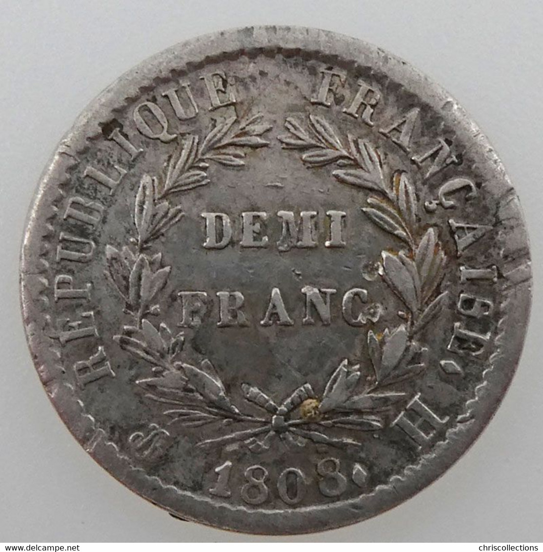 Napoléon I, Demi-Franc 1808 H, TTB/TTB, KM#680.5 - 1/2 Franc