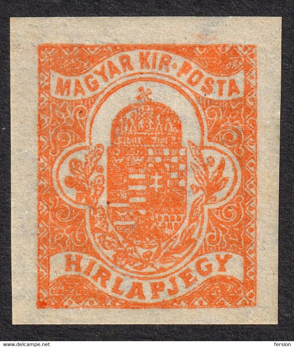 Newspaper Magazine Stamp Tax - Hírlapjegy - 1900 - Unperforated - MNH - Coat Of Arms HUNGARY - Kranten