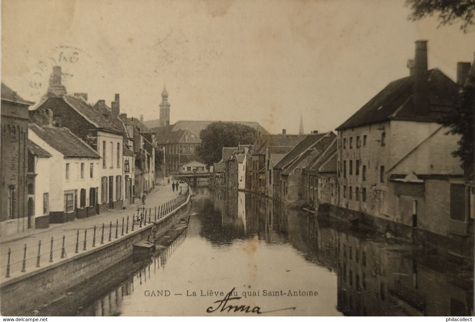 Gent - Gand  // LA Lieve Au Quai Saint Antoine 1908 Iets Vlekkig - Gent