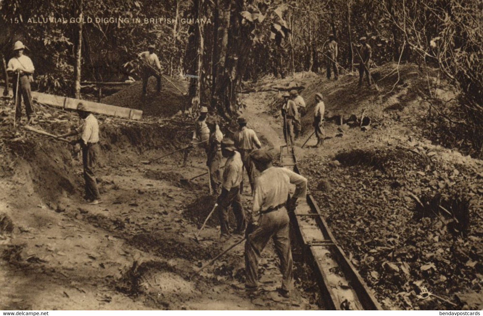 British Guiana, Guyana, Demerara, Alluvial Gold Digging (1924) Tuck Postcard - Guyana (formerly British Guyana)