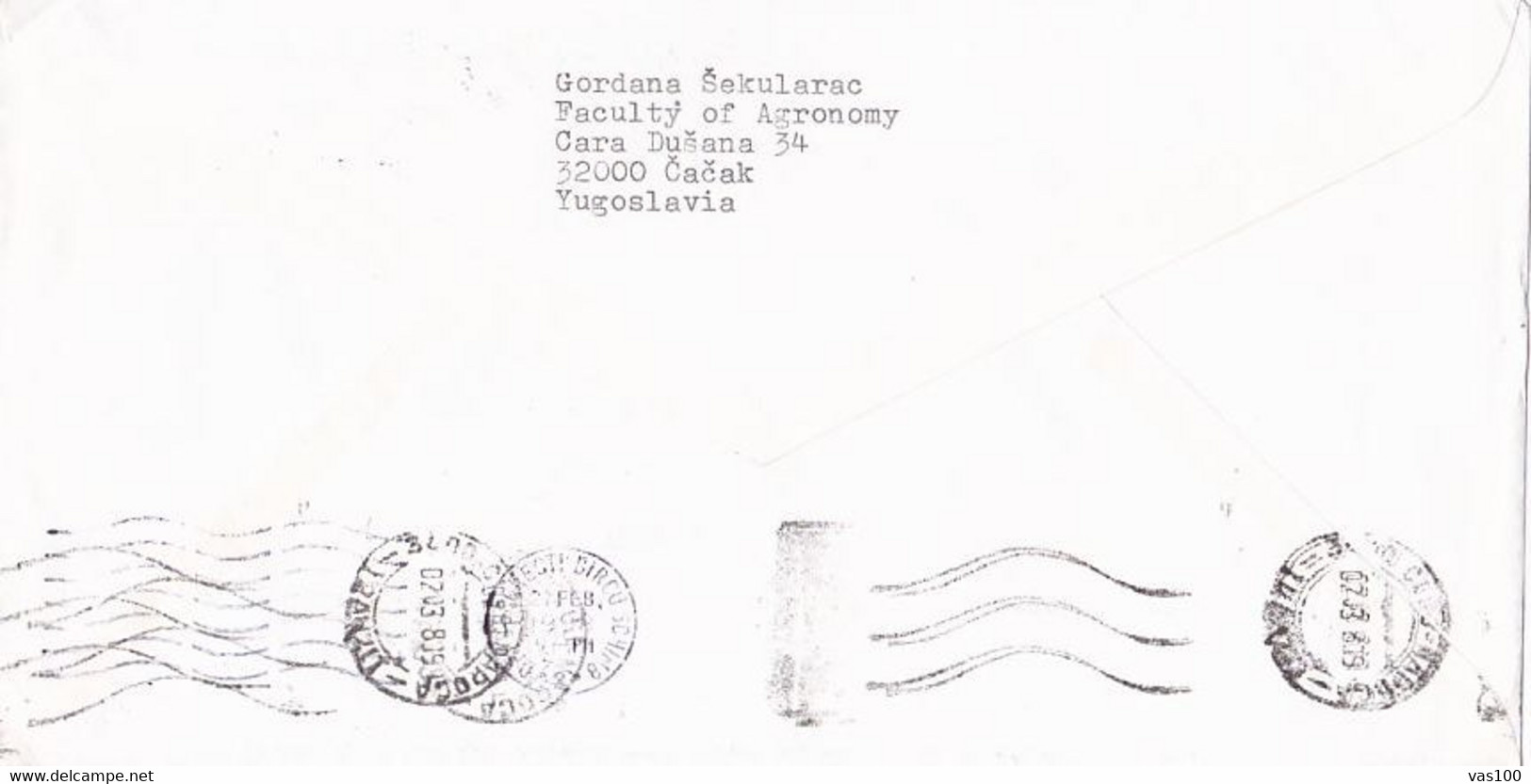 AMOUNT 3.22, MACHINE PRINTED STICKER STAMP ON COVER, 1998, YUGOSLAVIA - Brieven En Documenten