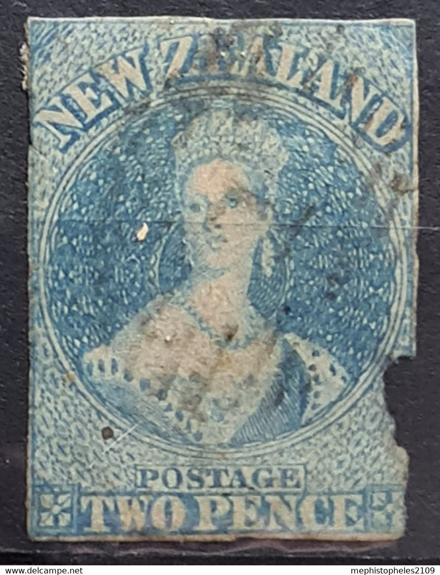 NEW ZEALAND 1857 - Canceled - Sc# 8e - Damaged On Right Edge! - Used Stamps