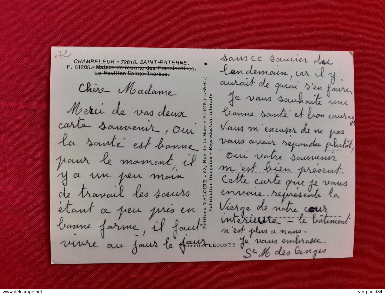 Cpsm CHAMPFLEUR SAINT PATERNE 72 Sarthe Maison De Retraite Des Franciscaines Le Pavillon Sainte Thérèse - Saint Paterne