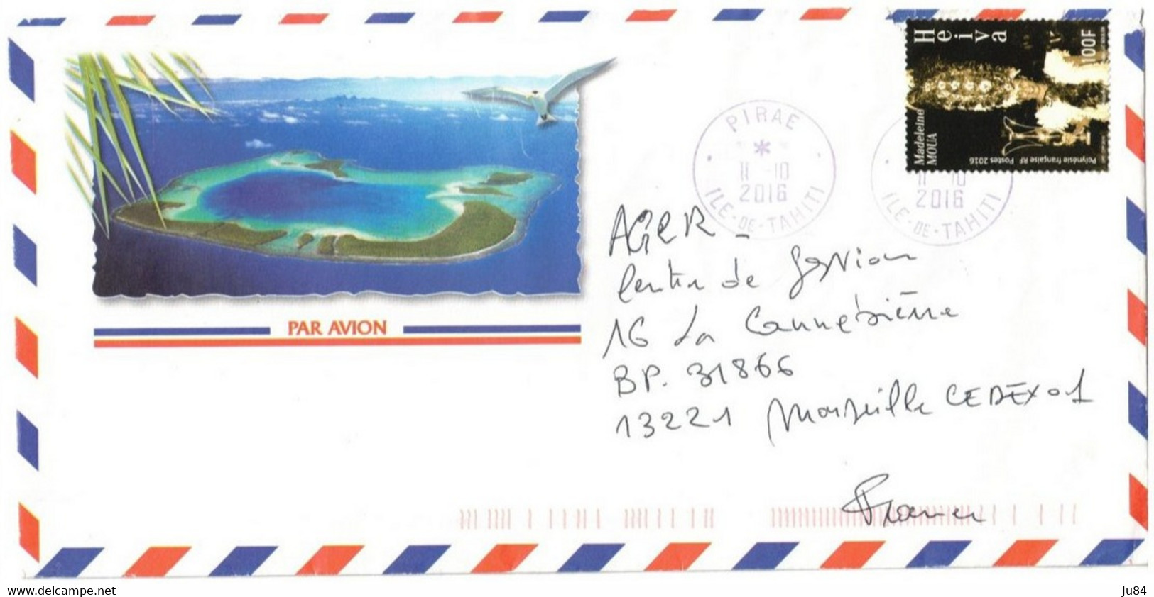 Tahiti - Pirae - Lettre Avion Pour Marseille (France) - 11 Octobre 2016 - Tahiti