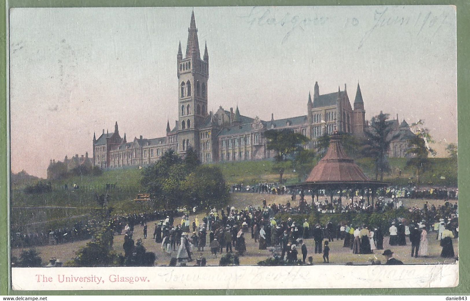 CPA Colorisée, Papier Glacée Très Rare - ECOSSE - GLASGOW - THE UNIVERSITY - Animation Au Kiosque à Musique - Lanarkshire / Glasgow