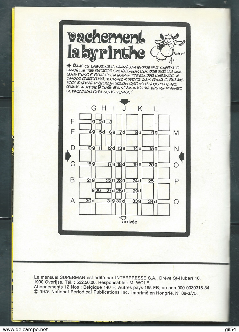 Superman N° 88 Interpresse Bon Etat, Dépot Légal 3 Trimestre 1975   Mar 1501 - Superman