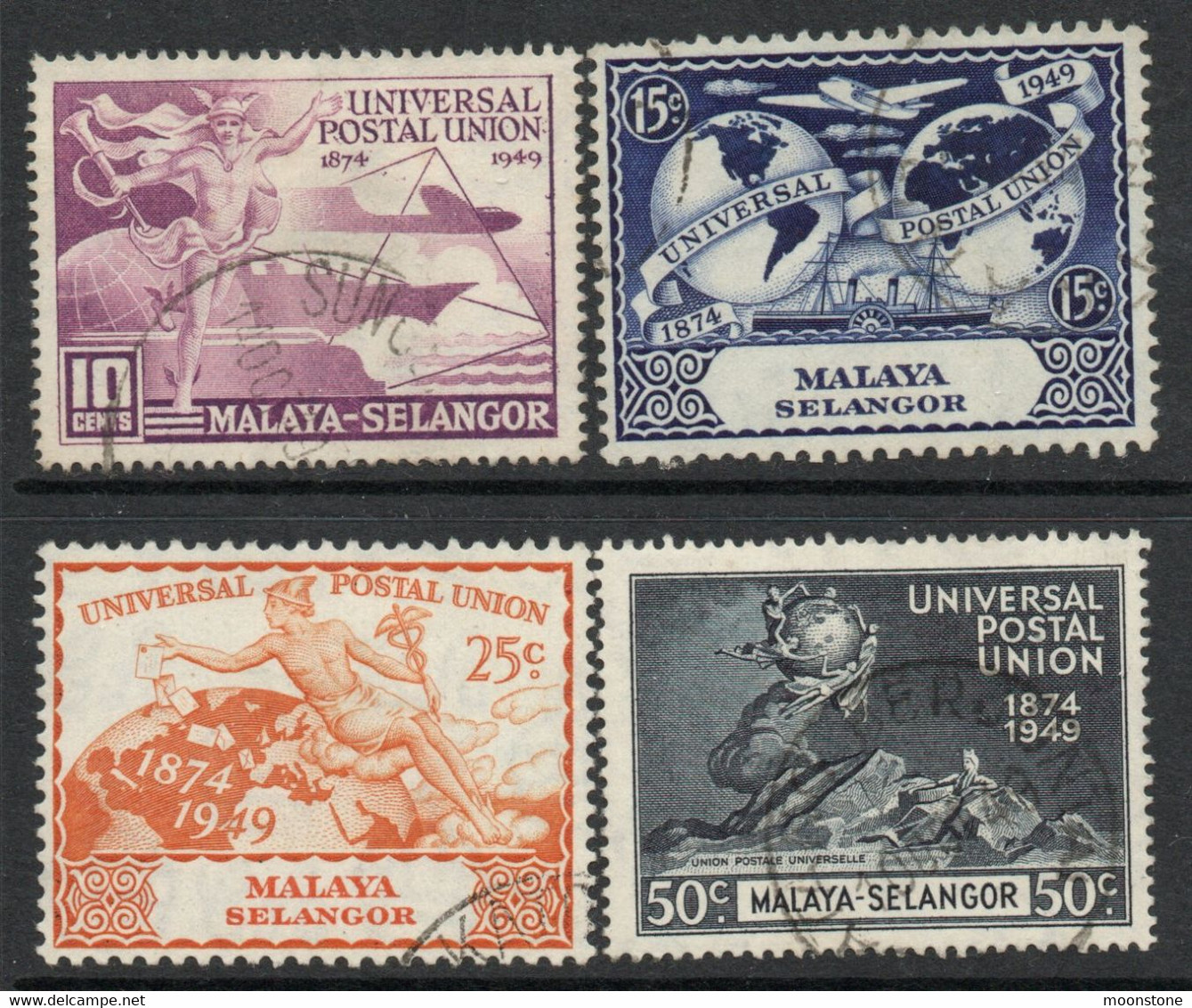 Malaya Selangor 1949 UPU Set Of 4, Used, SG 111/4 (MS) - Selangor