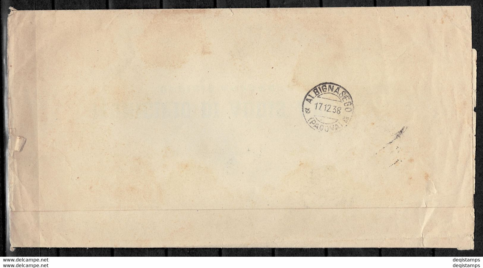 Italy / Ethiopia Cover 1938 ☀ Postal History / Public Notice / Ufficio Anagrafe - Etiopía