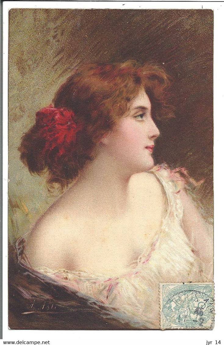 ASTI Belle Jeune Femme Avec Fleur Dans Les Cheveux  ( Caro) - Asti