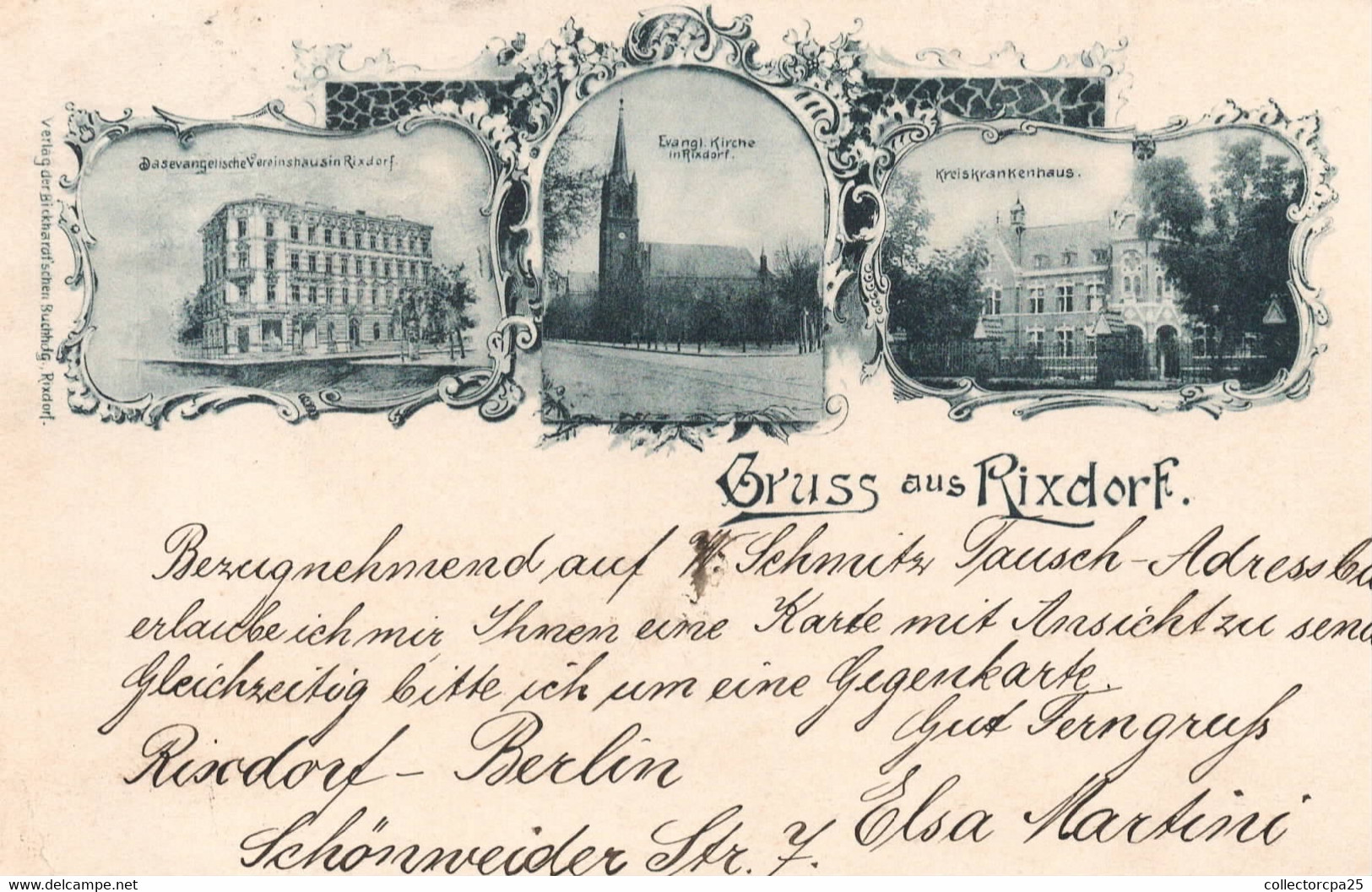 Gruss Aus Rixdorf - Evangl Kirche - Kreiskrankenhaus - Dasevangelische Vereinshausin - Litho - Rixdorf