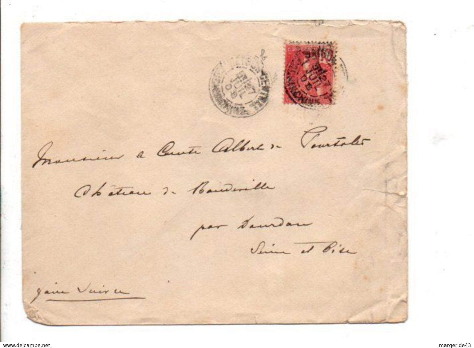 COCHINCHINE SEUL SUR LETTRE POUR LA FRANCE 1908 - Storia Postale