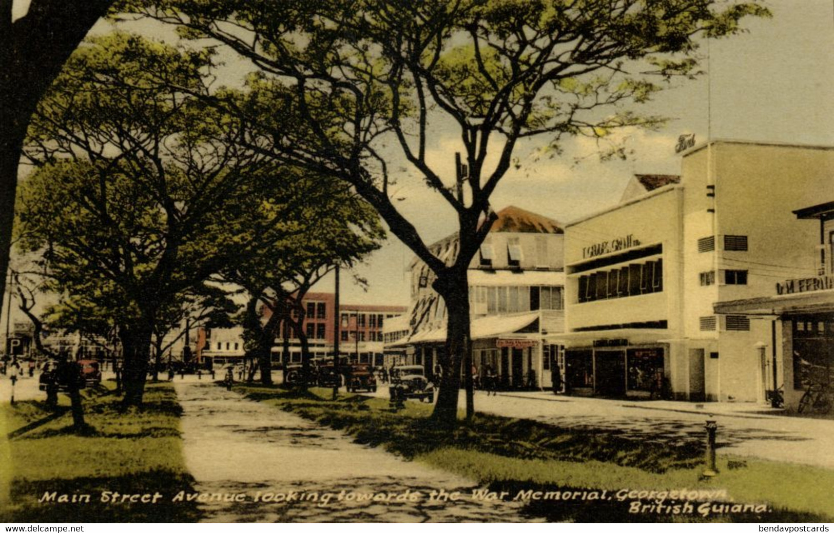 British Guiana, Guyana, Demerara, GEORGETOWN, Main Street Avenue (1950s) Postcard - Guyana (formerly British Guyana)