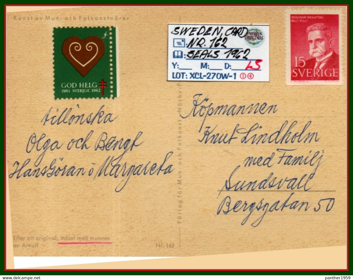 EUROPE:SWEDEN#: ORIGINAL COVER#WITH CHRISTMAS-SEALS-STAMPS#TUBERCULOCIS# (XCL-270W-1 (14) - Maximumkarten (MC)