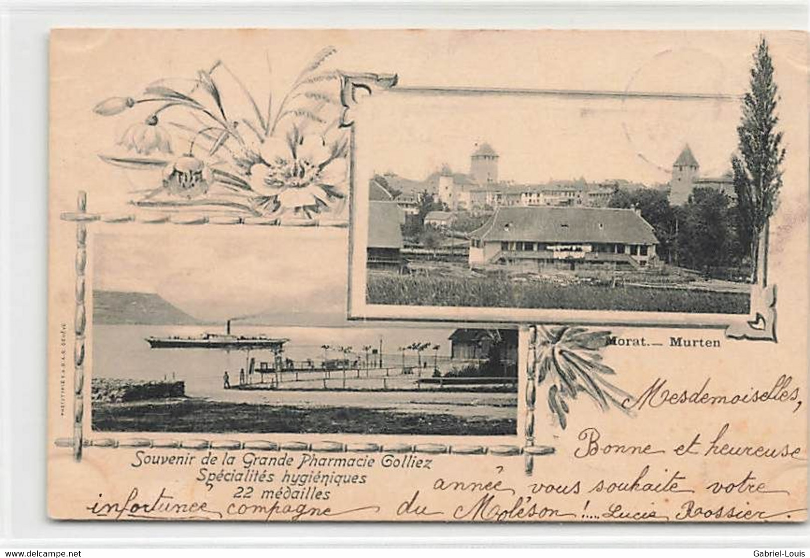 Morat  - Murten Souvenir De La Grande Pharmacie Golliez Spécialités Hygiéniques Port Château 1899 - Murten