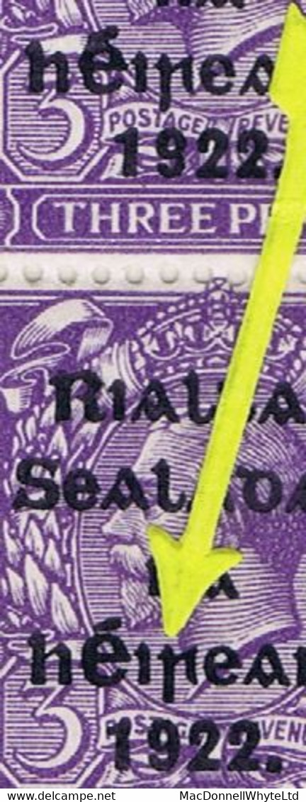 Ireland 1922 Thom Rialtas Ovpt In Blue-black On 3d Violet, Block Of 60 With "R Over SE' And "Ei Over 1" Mint - Neufs