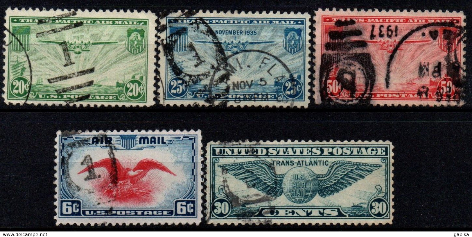 USA 1935-39, Scott C20-C24, Air Mail - 1a. 1918-1940 Used