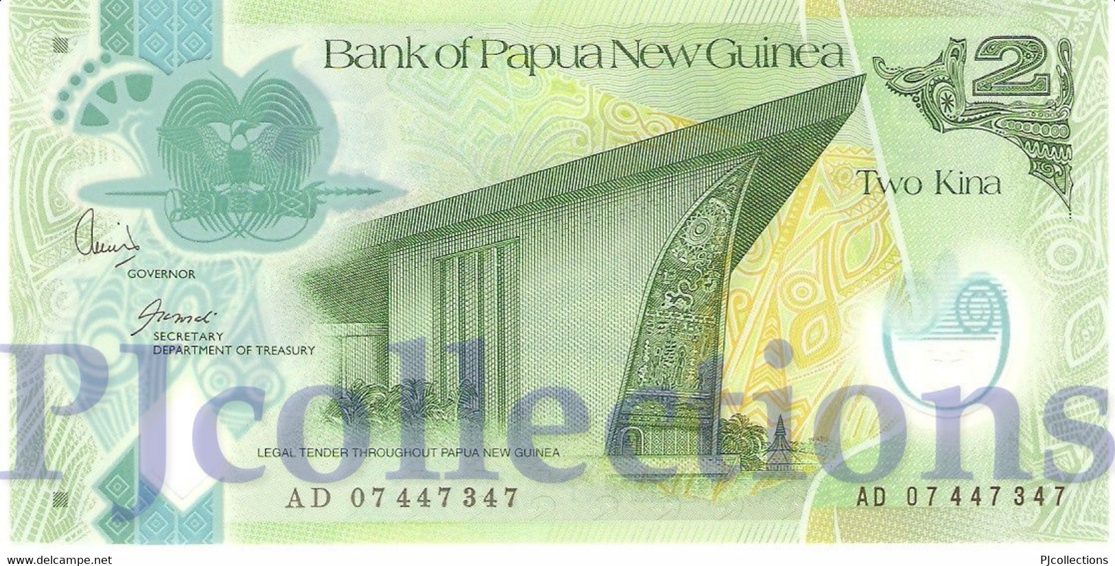 LOT PAPUA NEW GUINEA 2 KINA 2007 PICK 28a POLYMER UNC PREFIX "AA" X 5 PCS - Papouasie-Nouvelle-Guinée