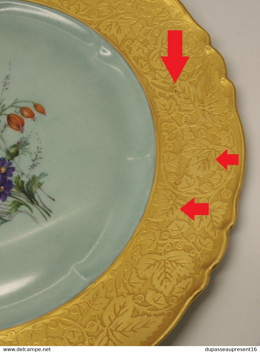 *BELLE ASSIETTE PORCELAINE LIMOGES THEODORE HAVILAND AILE OR Signée B ROGER E - Limoges (FRA)