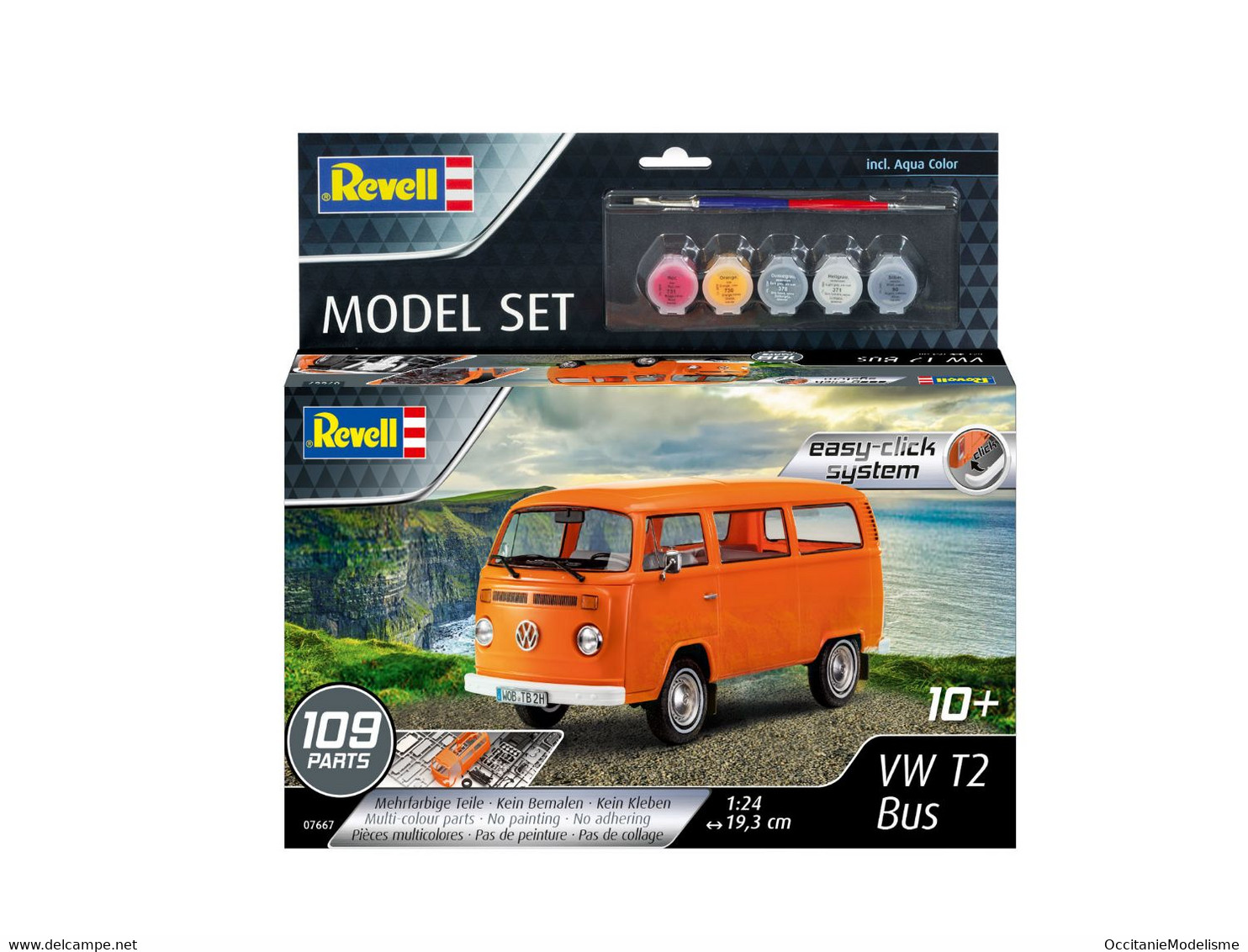 Revell - SET VW Volkswagen T2 Bus Combi + Peintures Easy-Click maquette kit plastique réf. 67667 Neuf NBO 1/24
