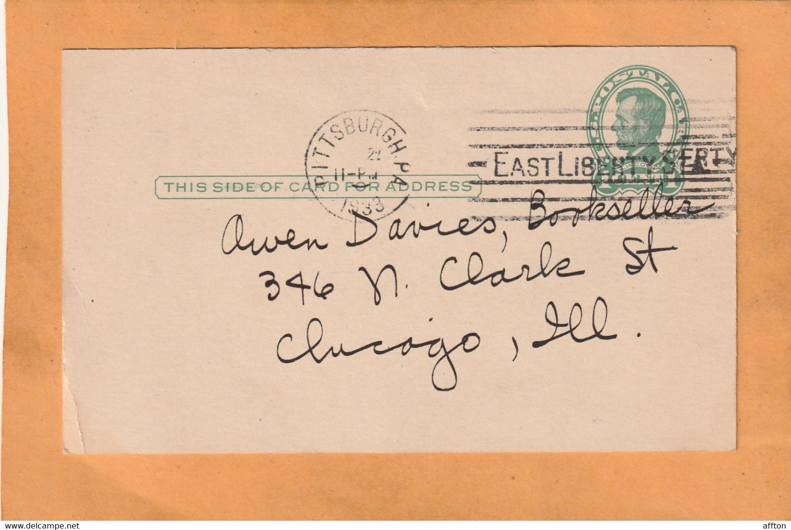 United States 1933 Card Mailed - 1921-40