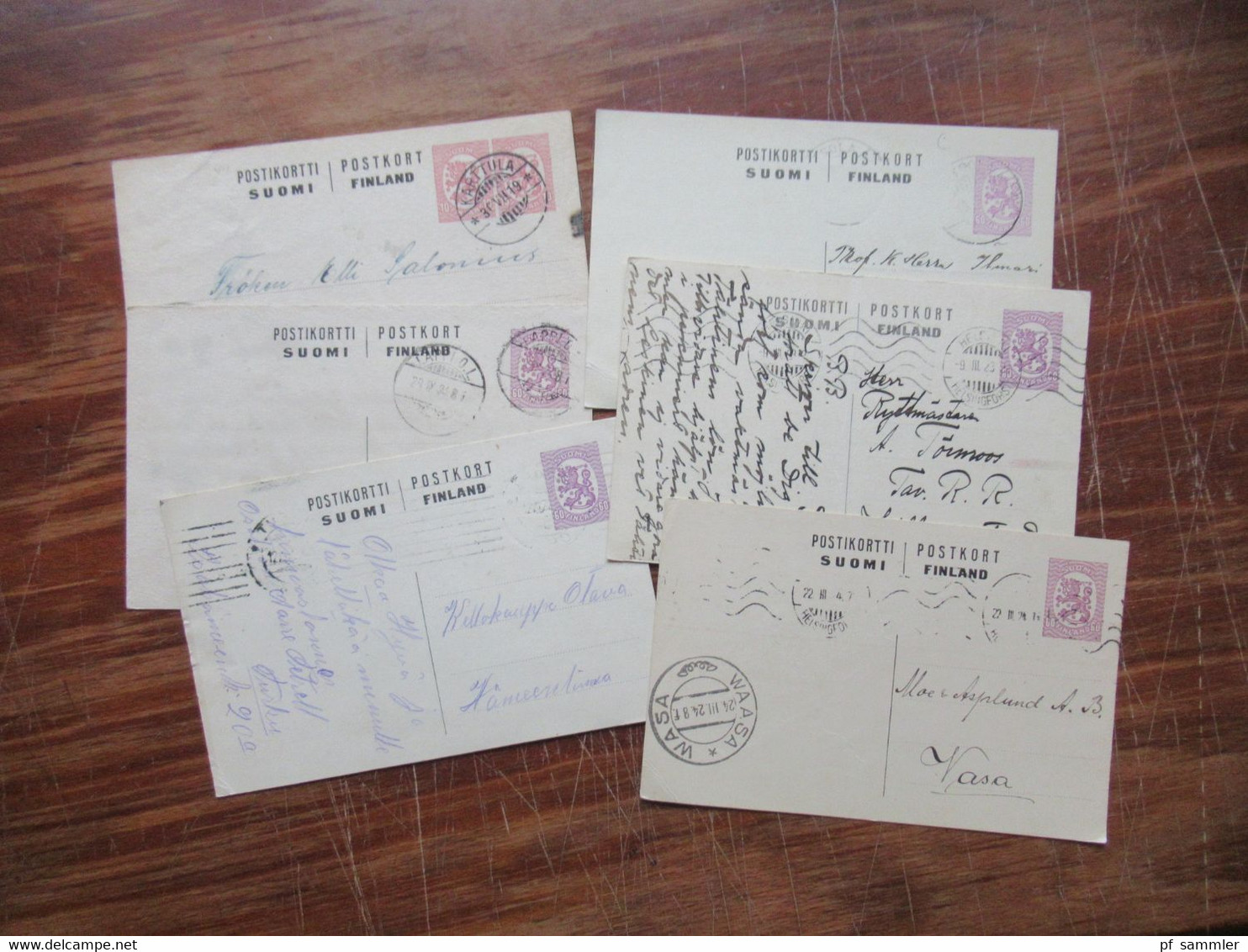 Finnland Wappenlöwe Ab 1918 Bis 1920er Jahre Ganzsachen Kleines Lot Mit 6 Stück / Verschiedene Stempel - Entiers Postaux