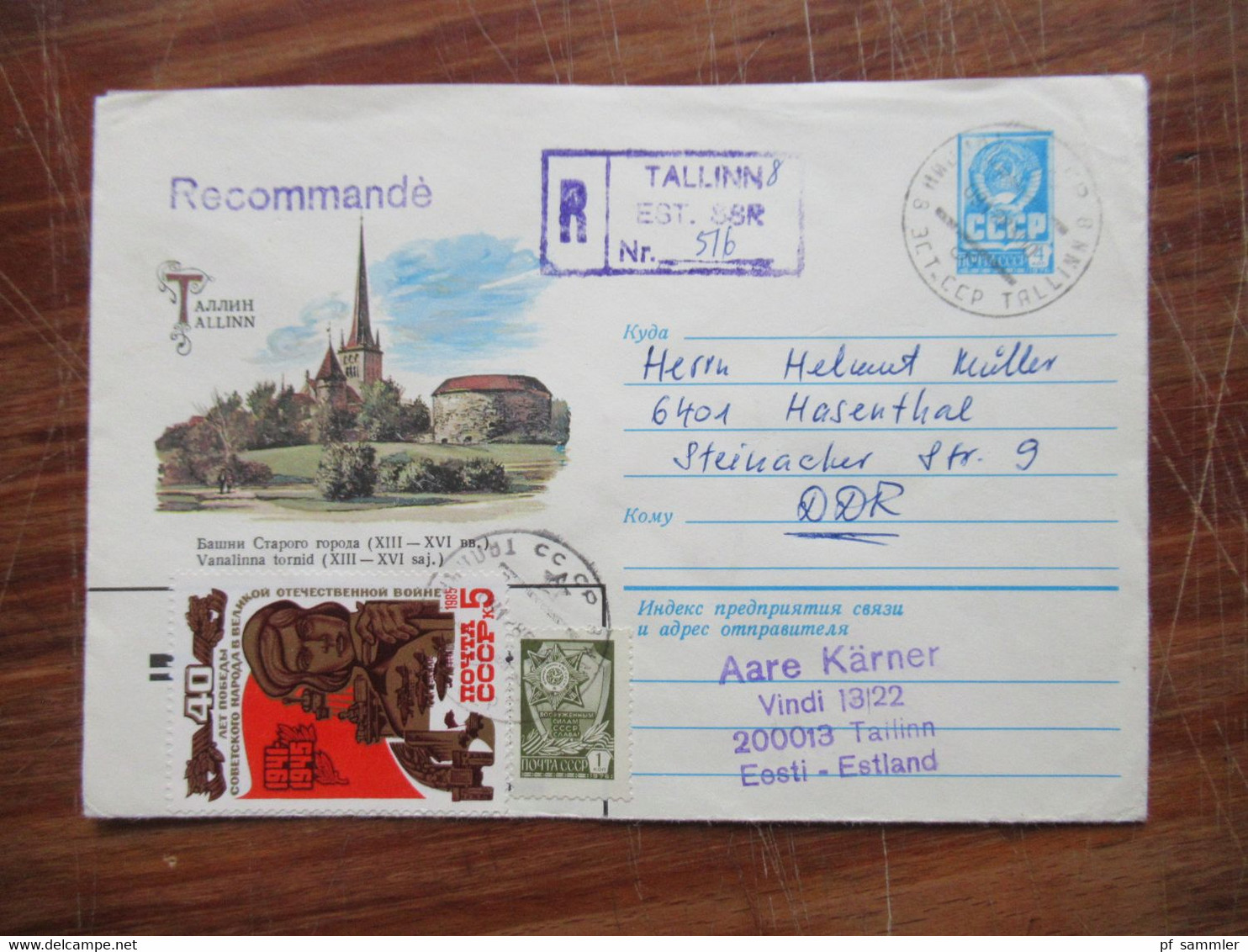 Russland / UdSSR Gebiet Estland Tallinn 1980er Jahre kleines Lot mit 7 Belegen / Einschreiben / Reko in die DDR