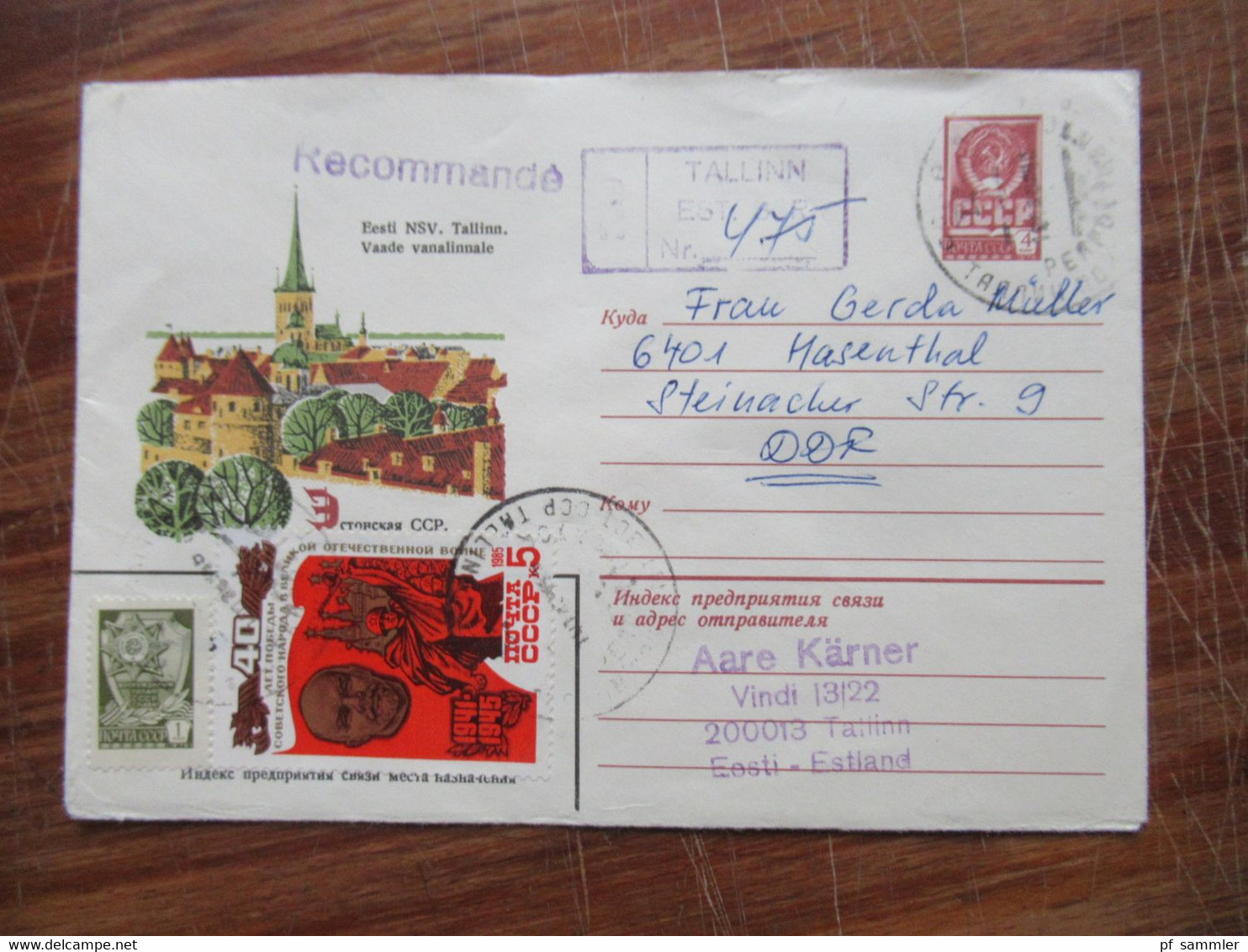 Russland / UdSSR Gebiet Estland Tallinn 1980er Jahre kleines Lot mit 7 Belegen / Einschreiben / Reko in die DDR