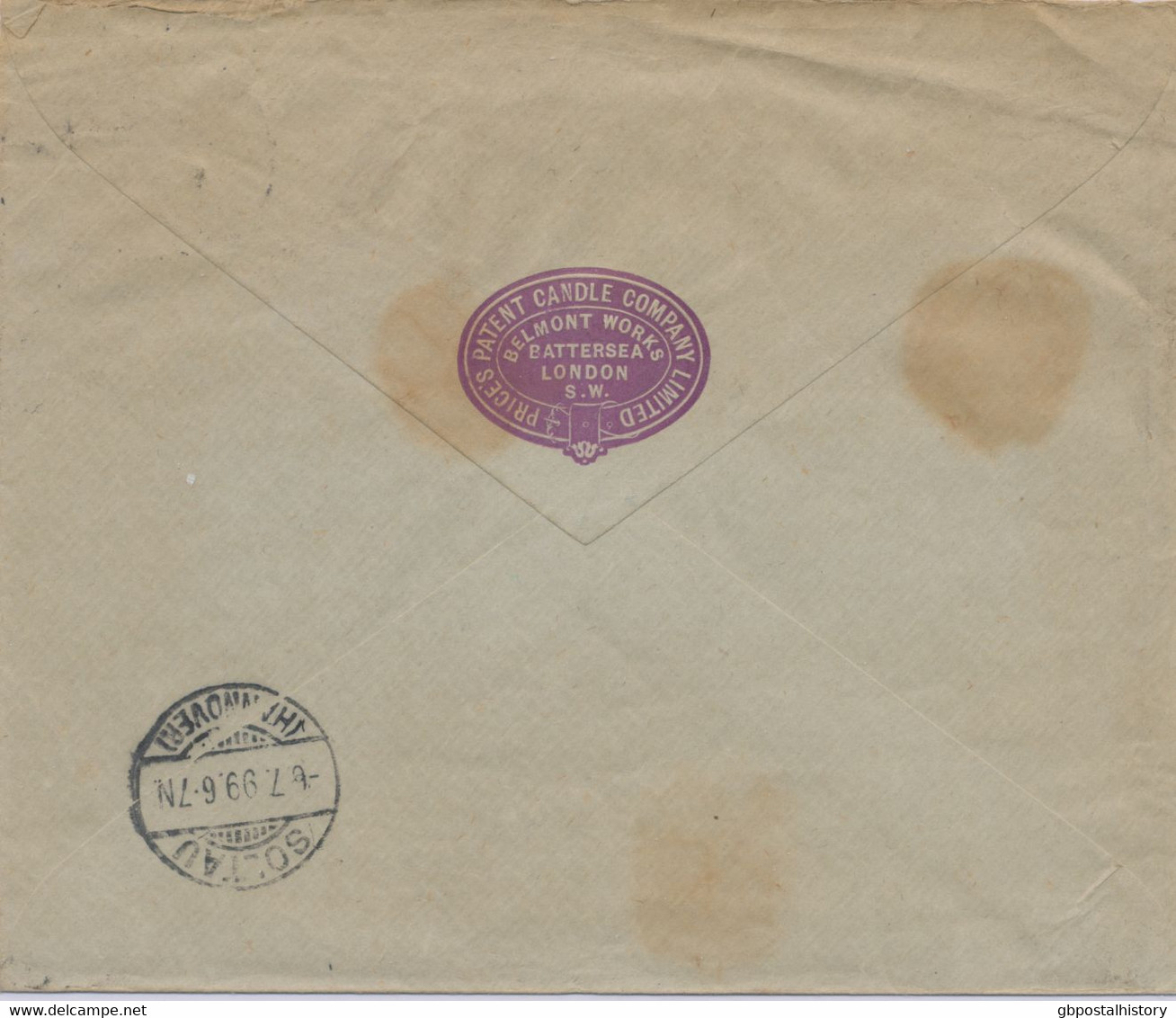 GB 1899, QV 2½d Grey Superb Stamped To Order Advertising Postal Stationery Envelope 123 X 148 Mm Of PALMITINE CANDLES - Storia Postale