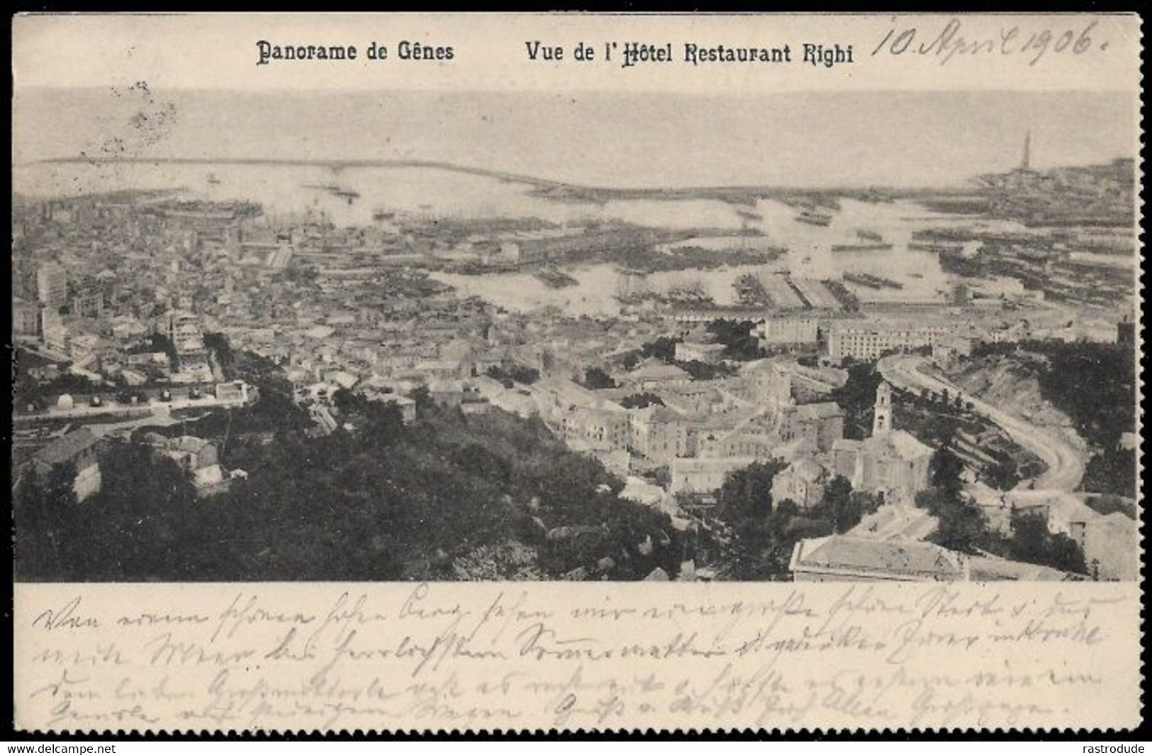 1906 ITALY PC VUE DE L'HOTEL RESTAURANT  - GRAND HOTEL RESTAURANT RIGHI To GERMANY - Genova (Genoa)