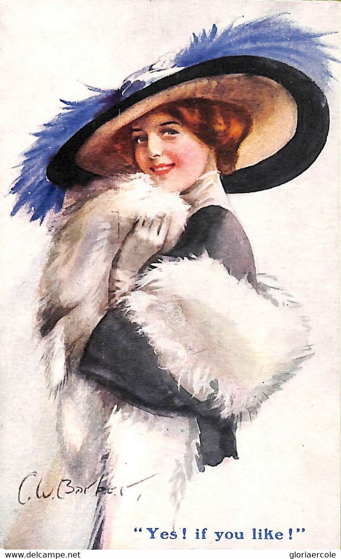 Ab6639 - VINTAGE POSTCARD - Glamour Ladies Donnine - ARTIST SIGNED - C.BARBER - Barber, Court