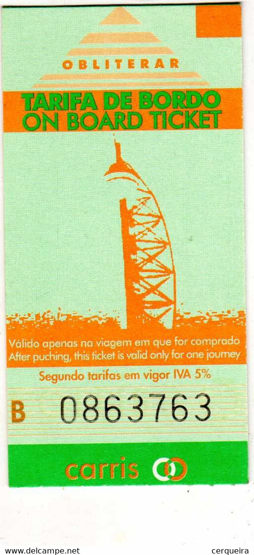 PORTUGAL-ON BOARD TICKET - Europe