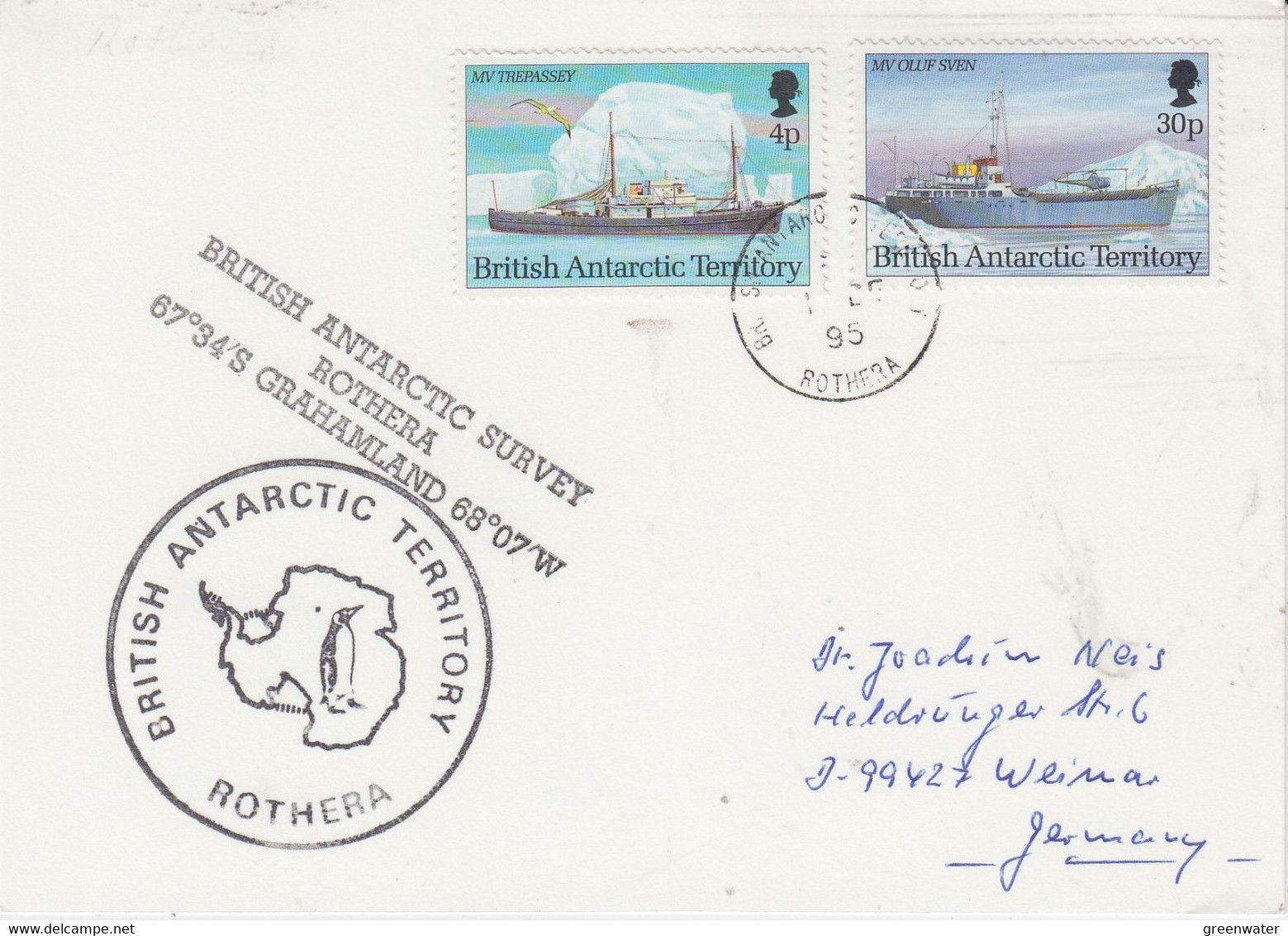 British Antarctic Territory (BAT)  Card Ca Rothera DE 1995 (AT186) - Briefe U. Dokumente