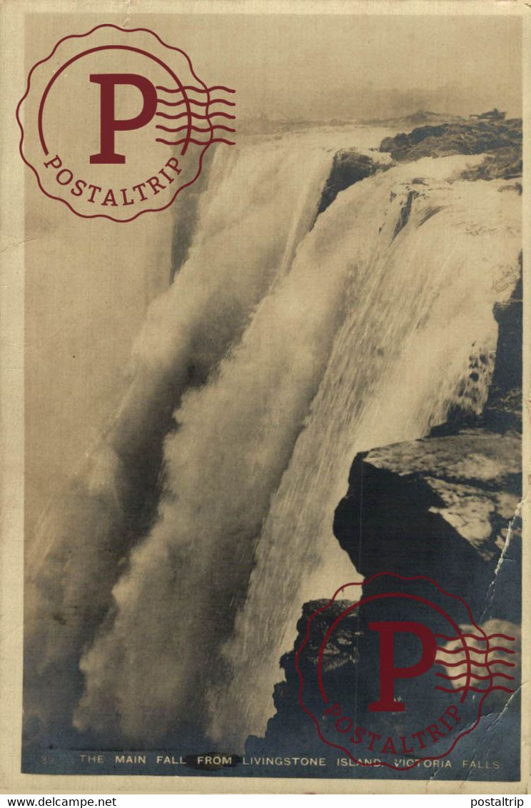 AFRICA. ZIMBABUE. ZIMBABWE. THE MAIN FALL FROM LIVINGSTONE ISLAND VICTORIA FALLS. RPPC. - Simbabwe