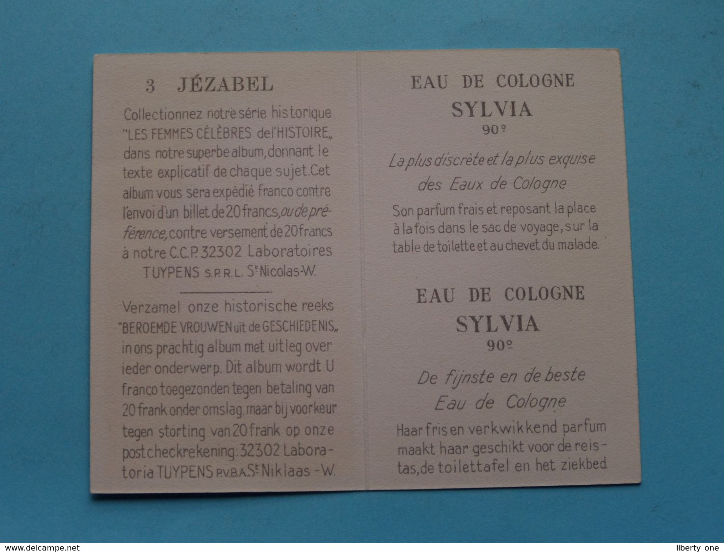 Eau De Cologne SYLVIA - 3 Jézabel ( Voir / Zie Photo Pour Detail ) ! - Antiquariat (bis 1960)