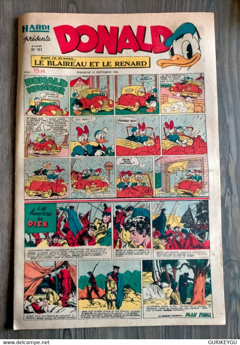 HARDI Présente DONALD N° 181 GUY L'ECLAIR Pim Pam Poum TARZAN MANDRAKE Luc Bradefer Le Pere LACLOCHE 10/09/1950 TBE - Donald Duck