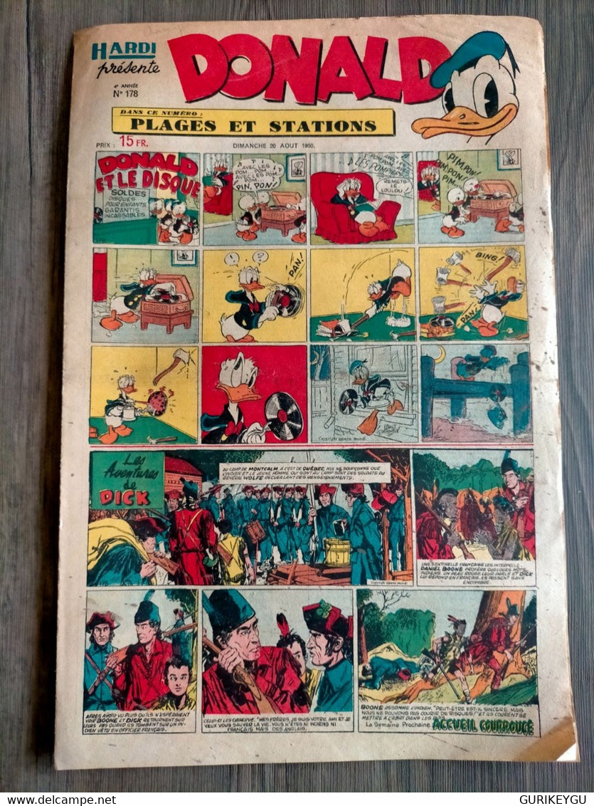 HARDI Présente DONALD N° 178 GUY L'ECLAIR Pim Pam Poum TARZAN MANDRAKE Luc Bradefer Le Pere LACLOCHE 20/08/1950 BE - Donald Duck