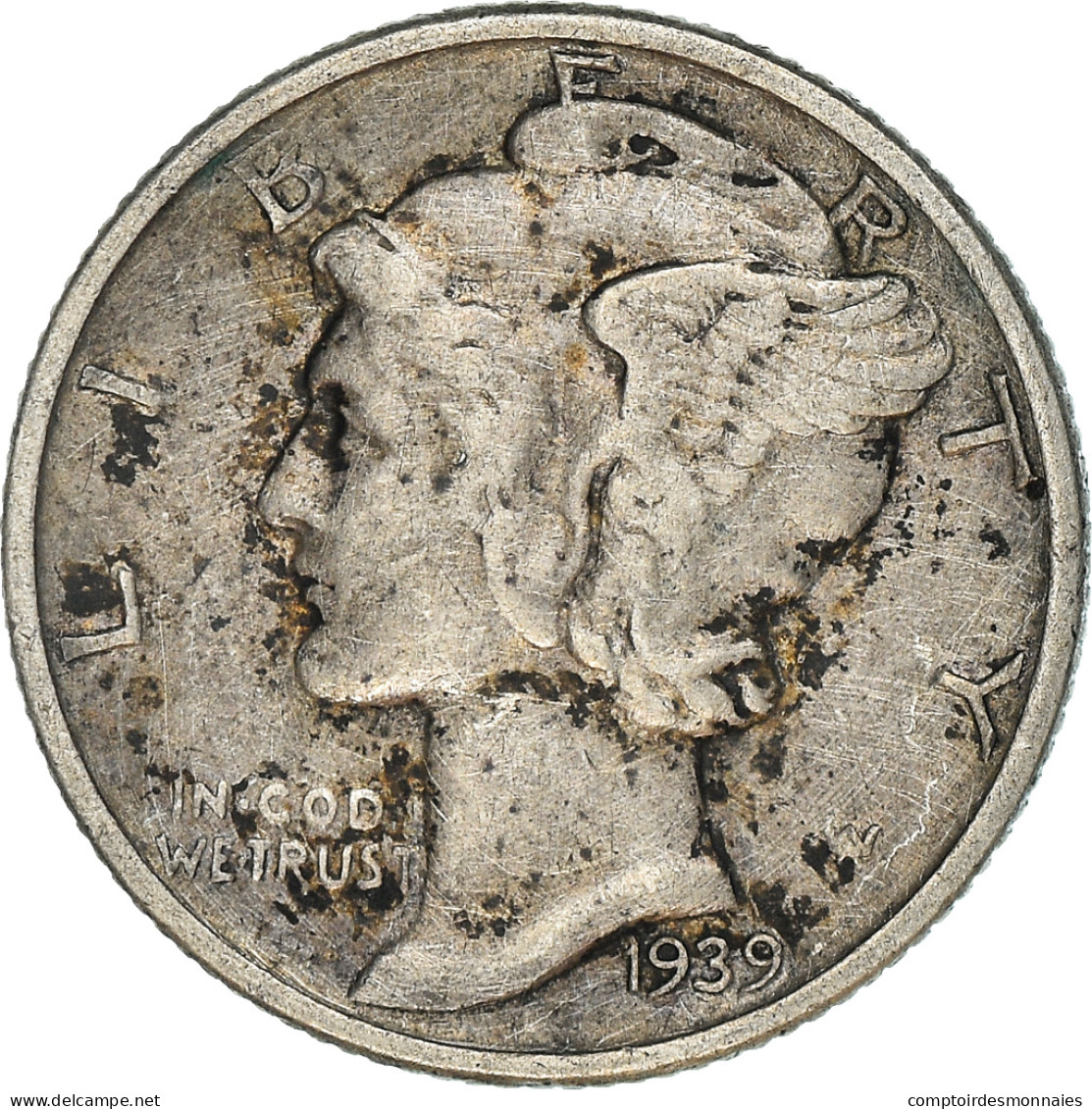 Monnaie, États-Unis, Mercury Dime, Dime, 1939, U.S. Mint, Philadelphie, TB+ - 1916-1945: Mercury (Mercure)