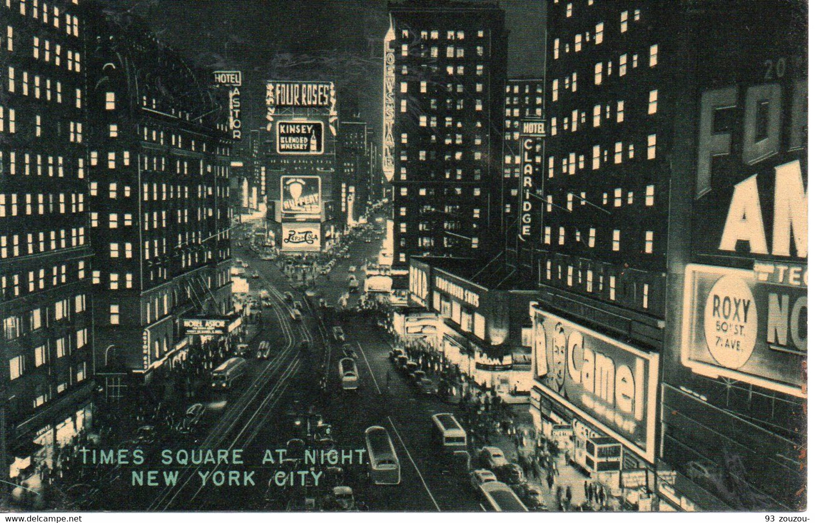 états Unis  Times Square At Night New York City . Carte Vintage Postcard  Animée Pub Camel, Pepsi Cola... 1929 - Broadway