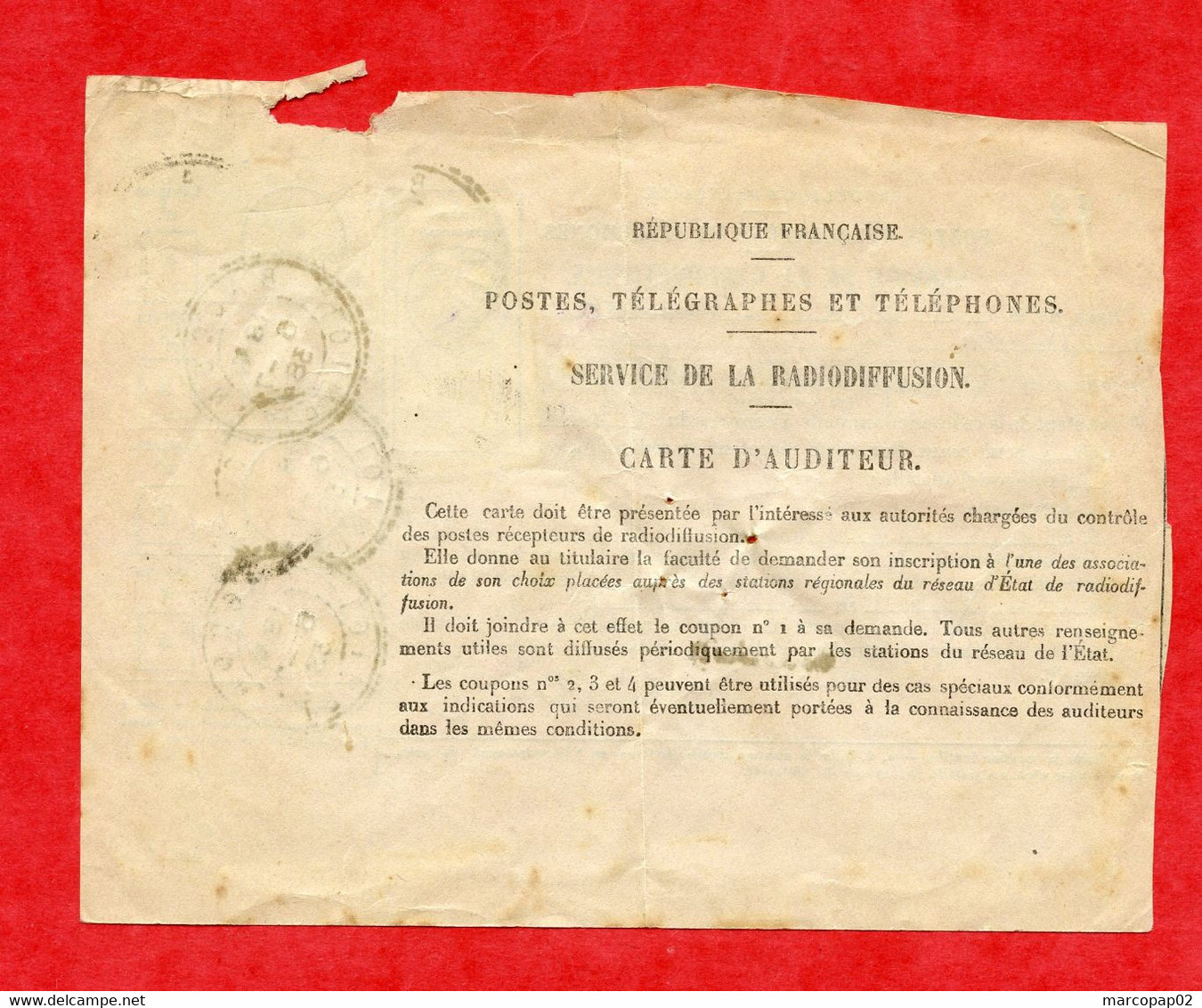 QUITTANCE DROIT USAGE RECEPTEUR RADIODIFFUSION  - TIMBRE FISCAL  A 25C - OB BACON LOIRET 24/07/1933 - Radio Broadcasting