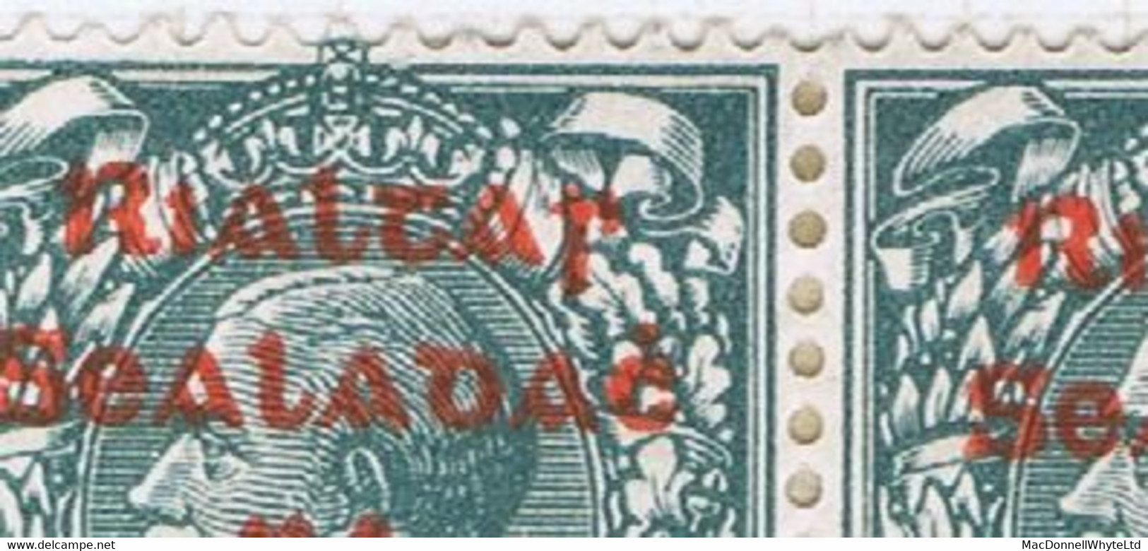Ireland 1922 Dollard Rialtas 5-line Red Overprint On 4d, Variety "Raised C" Plus Pair "Out-of-alignment" Mint, Ex Field - Neufs