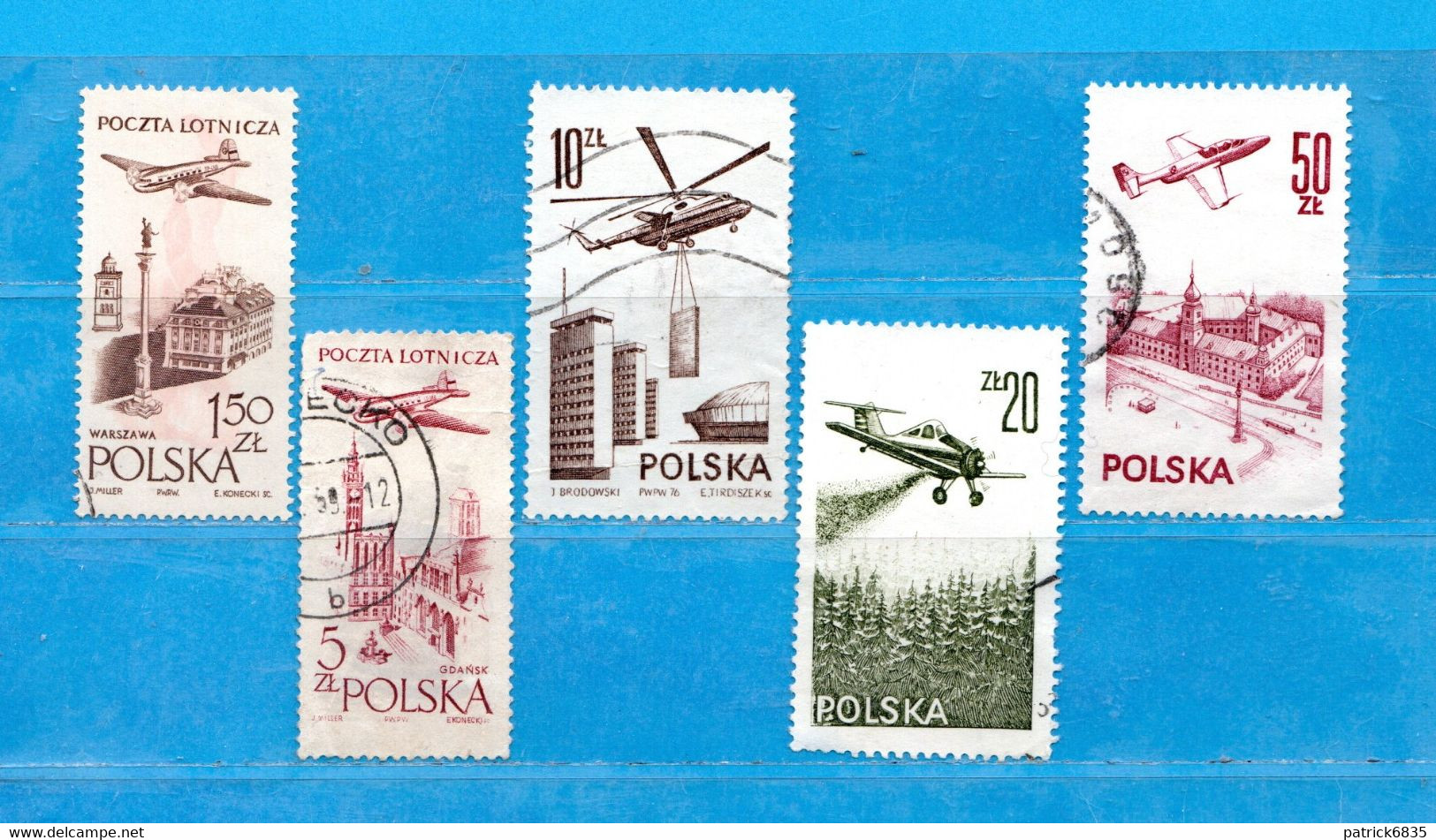 (Us.5) POLONIA ° - AIRMAIL - 1957 à 1978 - AVIONS.  Yv. 42-46-57-56-58.  Oblitéré Come Scansione - Gebruikt