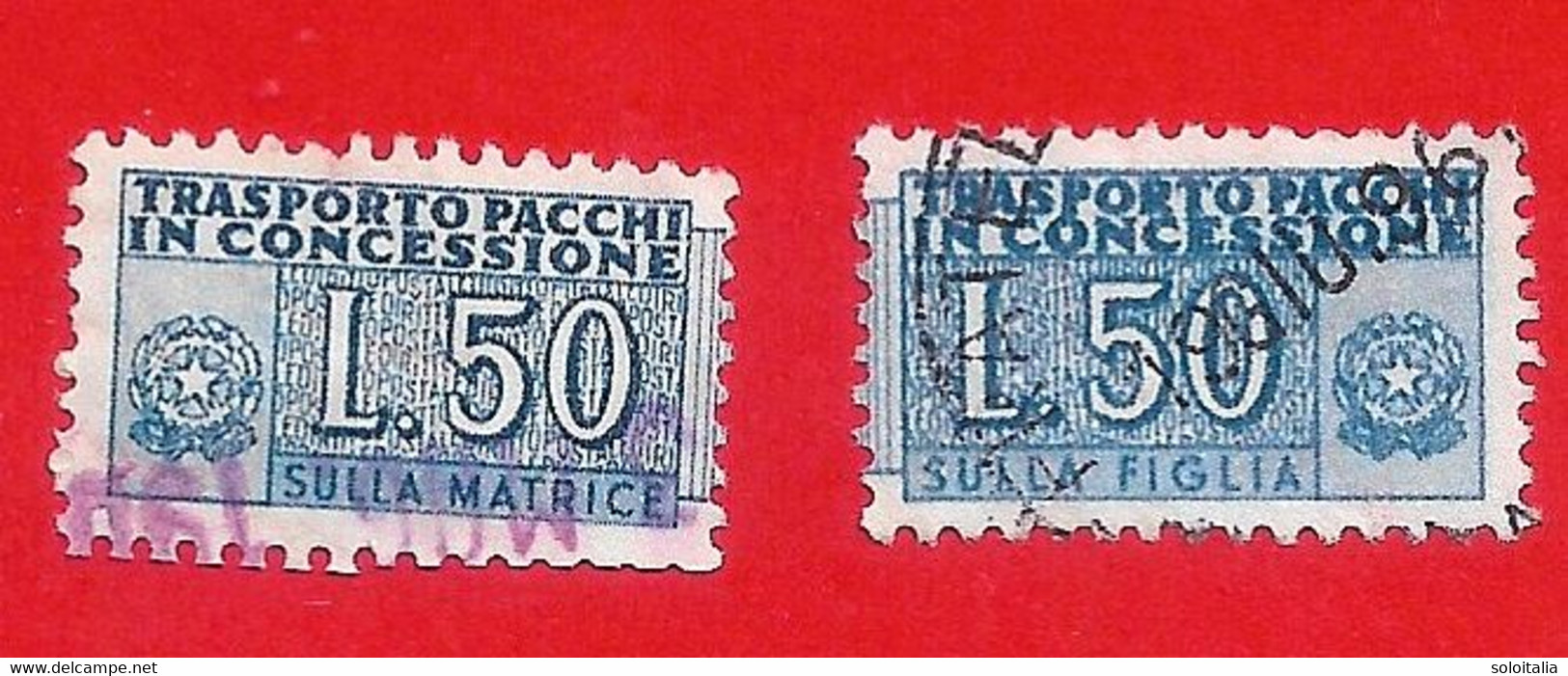 1946/81 (6) Pacchi In Concessione Filigrana Stelle Lire 50 -  Su Due Sezioni - Consigned Parcels