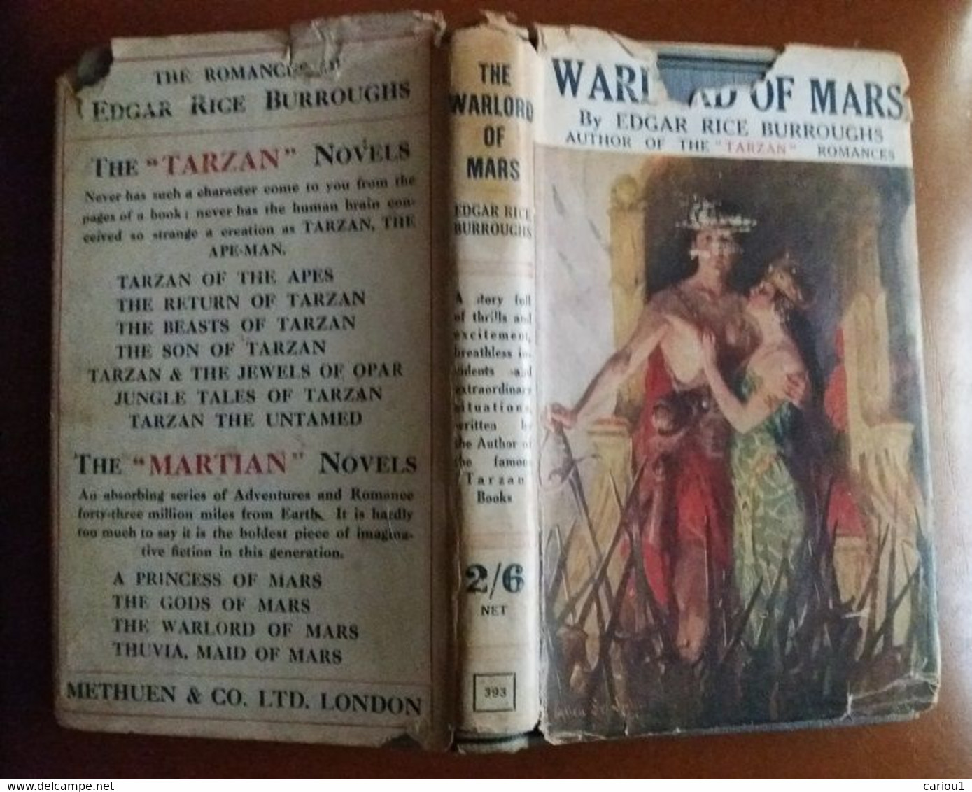 C1 Edgar Rice Burroughs THE WARLORD OF MARS Methuen 1921 JAQUETTE Dust Jacket PORT INCLUS France - Science Fiction