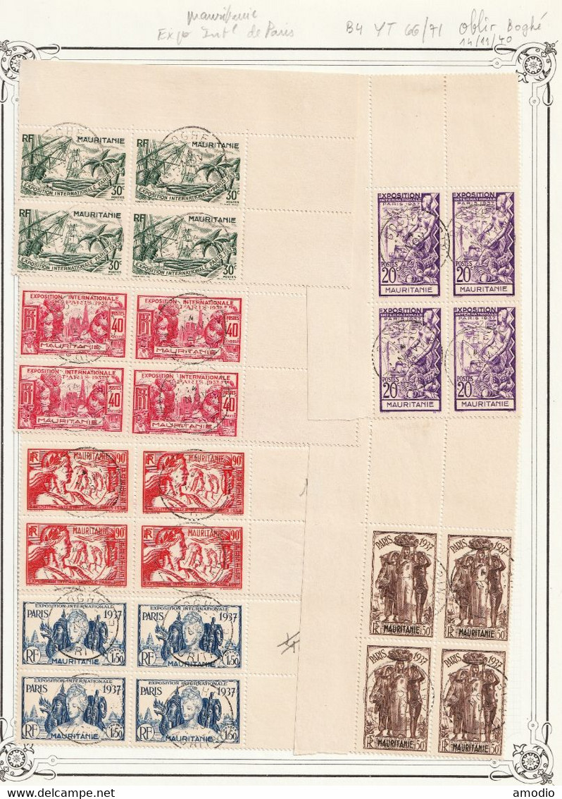 Mauritanie B4 YT 66/71 Expo Internationale Paris, Oblitérés Boghè 14/11/40, Non Collés - Used Stamps