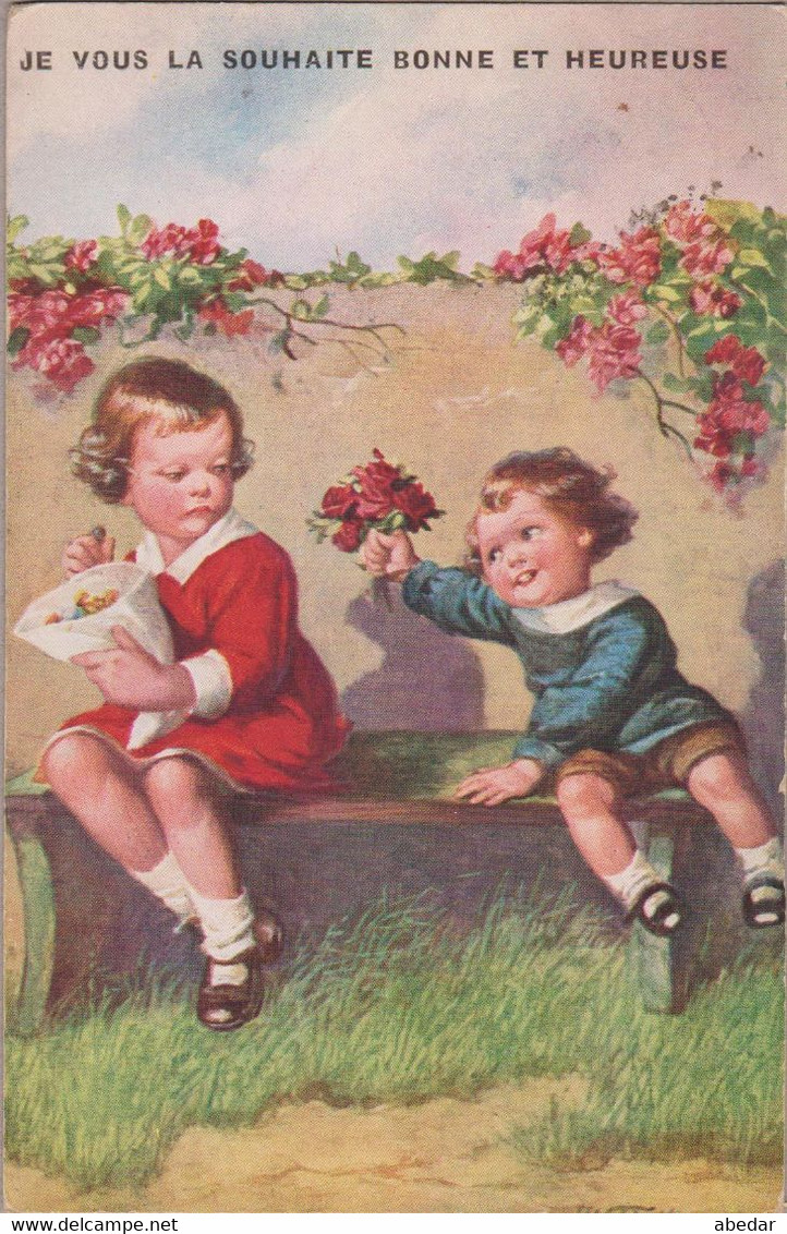 Wally Fialkowska Enfant Flowers Old PC. Cpa. 1935 - Fialkowska, Wally