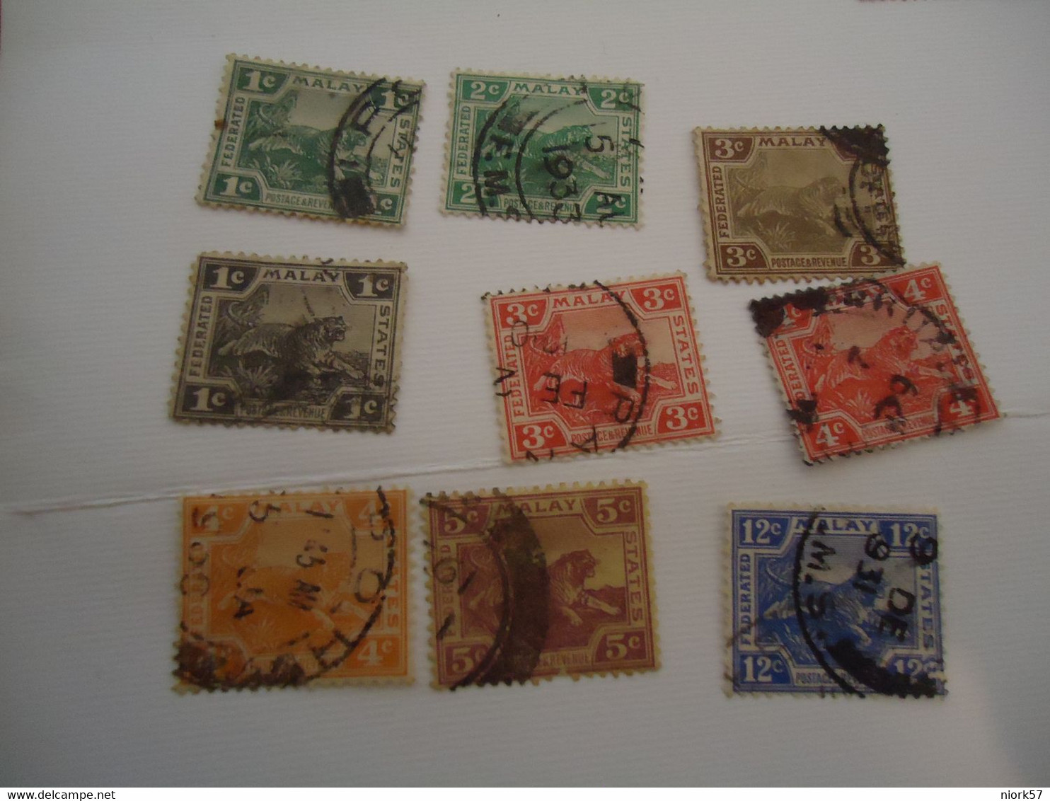 MALAY  MALAYSIA   USED STAMPS 9 TIGER  WITH POSTMARK - Federation Of Malaya